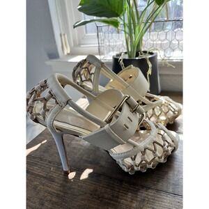 L.A.M.B. Women's Flavia Pump Open Toe Slingback Size 7.5 Buckle Boho Hippie